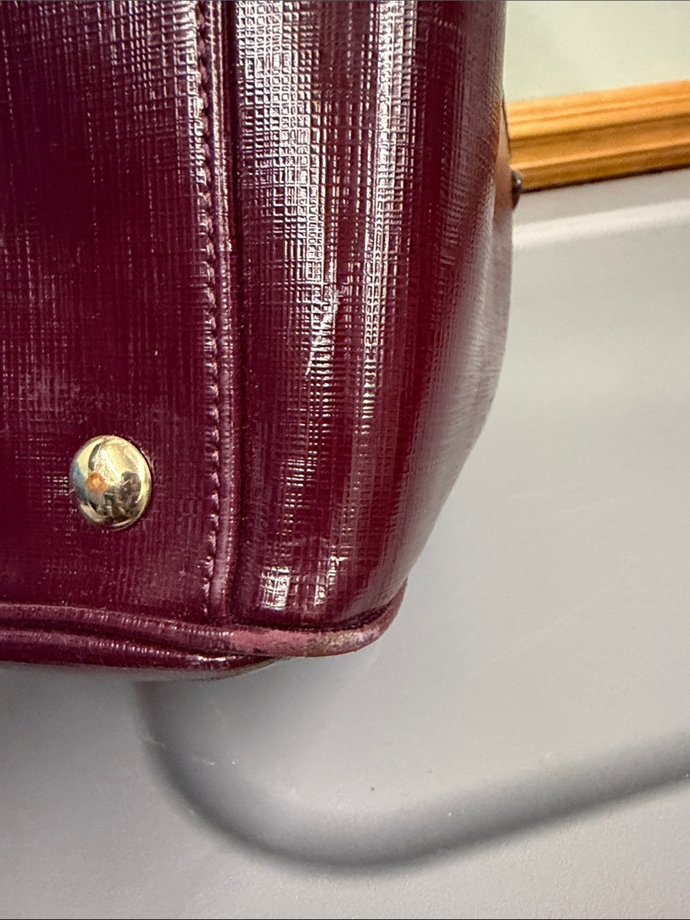 Coach Plum Peyton Patent Leather Satchel with Gold Hardware - Picture 11 of 15